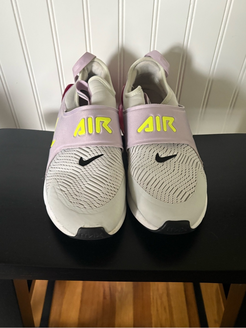 Nike Kids Air Slip-On Sneakers in Light Purple, Neon Yellow & White